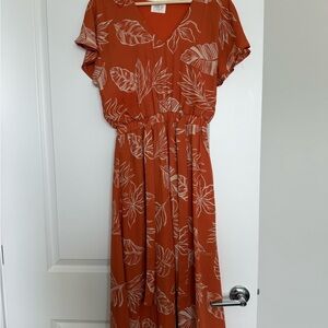 Sienna Sky Terracotta Leaf Print Maxi Dress